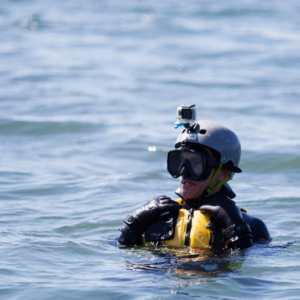 Diver Coming Up for Air During Rescue