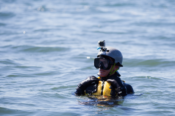 Diver Coming Up for Air During Rescue