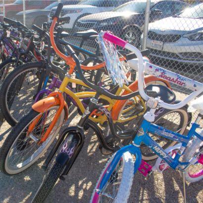 Row of Colorful Bikes for Children
