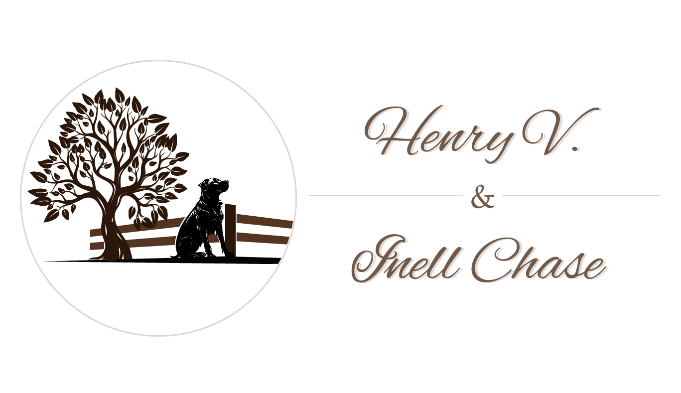 Logo with Dog Sitting Under Olive Tree for Henry V. & Inell Chase